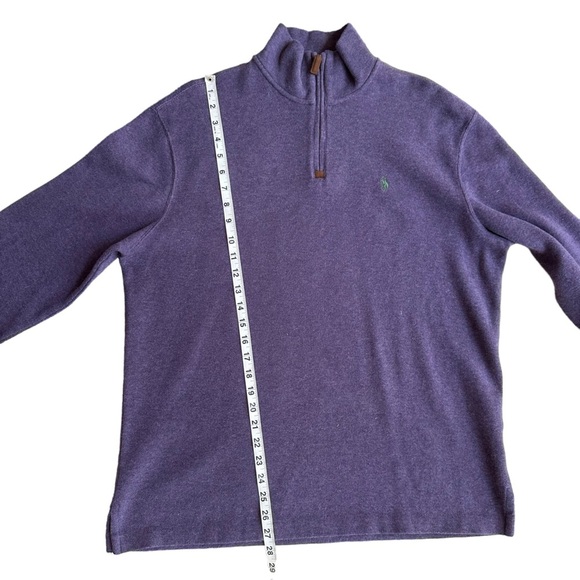 Polo By Ralph Lauren Mens Purple 1/4 Zip Long Sleeve Knit‎ Sweater Size L - Picture 10 of 11